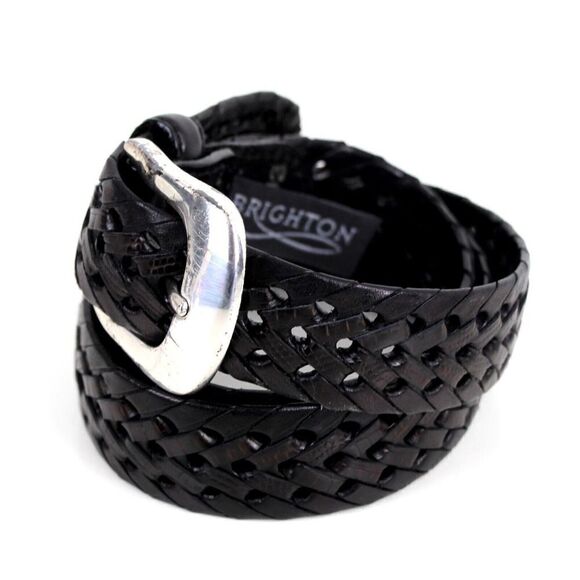 Brighton WOVEN DARK BROWN LEATHER 1"Wd DRESS CASUAL WOMEN'S BELT Sz M/32 (T12 - Picture 3 of 12